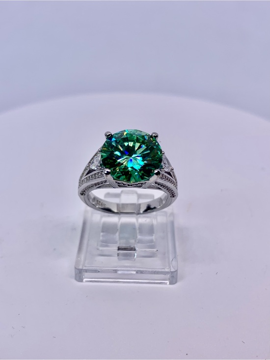 Jewelry - Green Blue Vintage Solitaire Moissanite Ring Women Jewelry 5 Ct 925 Silver GRA